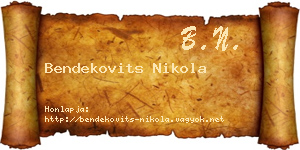 Bendekovits Nikola névjegykártya
